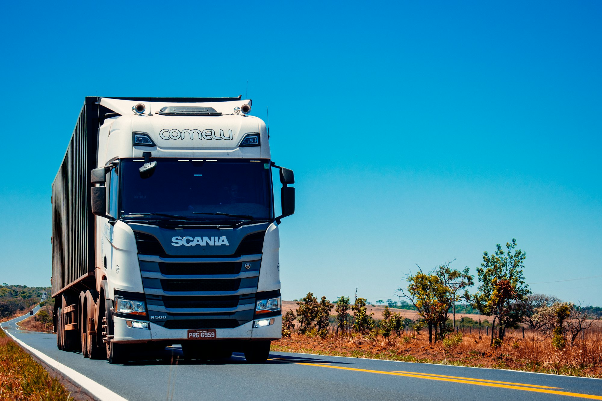 Commercial semi truck driving on a highway, representing Noble Attorneys' truck and motorcycle accident practice in Los Angeles